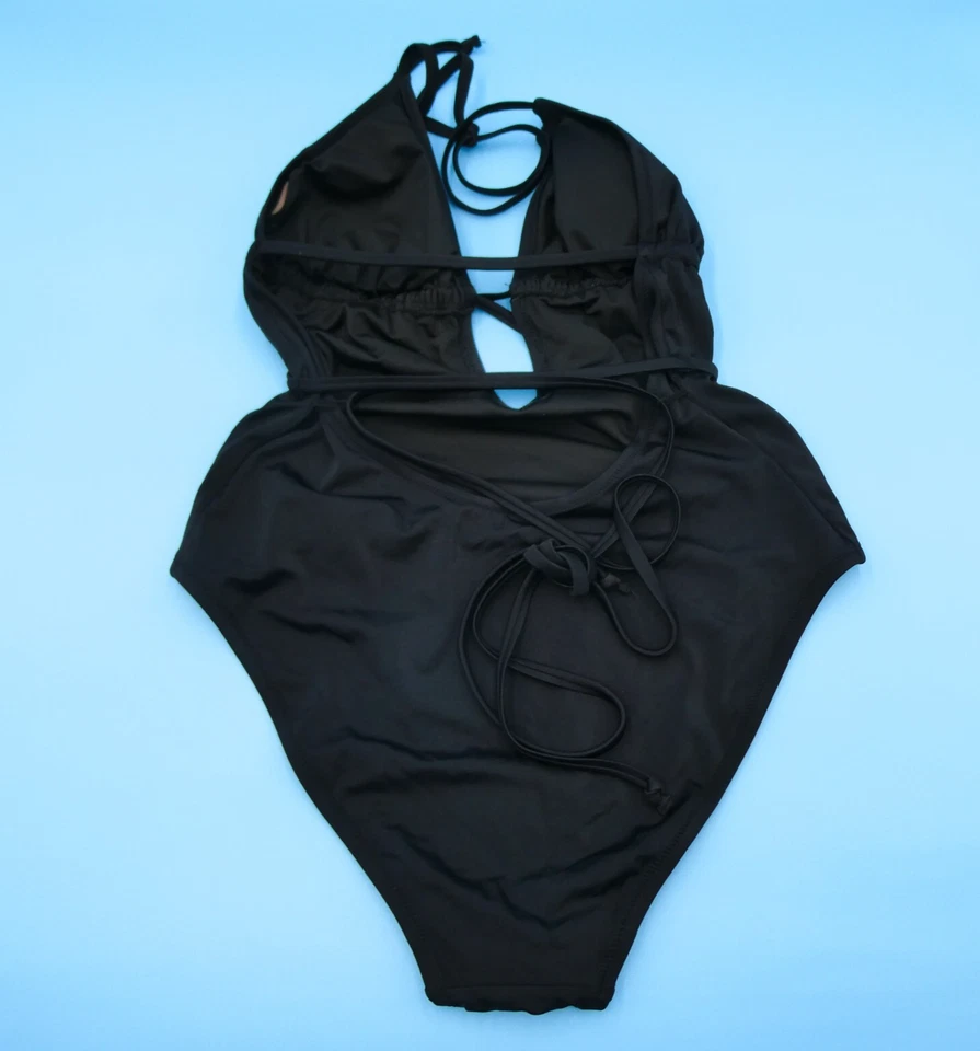 Victorias Secret XL Negro Volantes Acolchado Halter Una Pieza Traje de Baño Playa Nadar Nuevo Foto 4 de 4