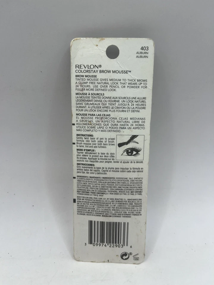 REVLON Colorstay One Twist Brow Mousse Styler Fuller Defined 403 Auburn SEALED - Image 2 of 2