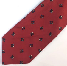 Vintage Givenchy Mens Tie, Red w/ Black Gray Logo Pattern, Designer