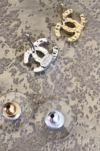 Chanel Iconic Gold & Silver CC Piercing Earrings USED FREE US S/H - Picture 6 of 6