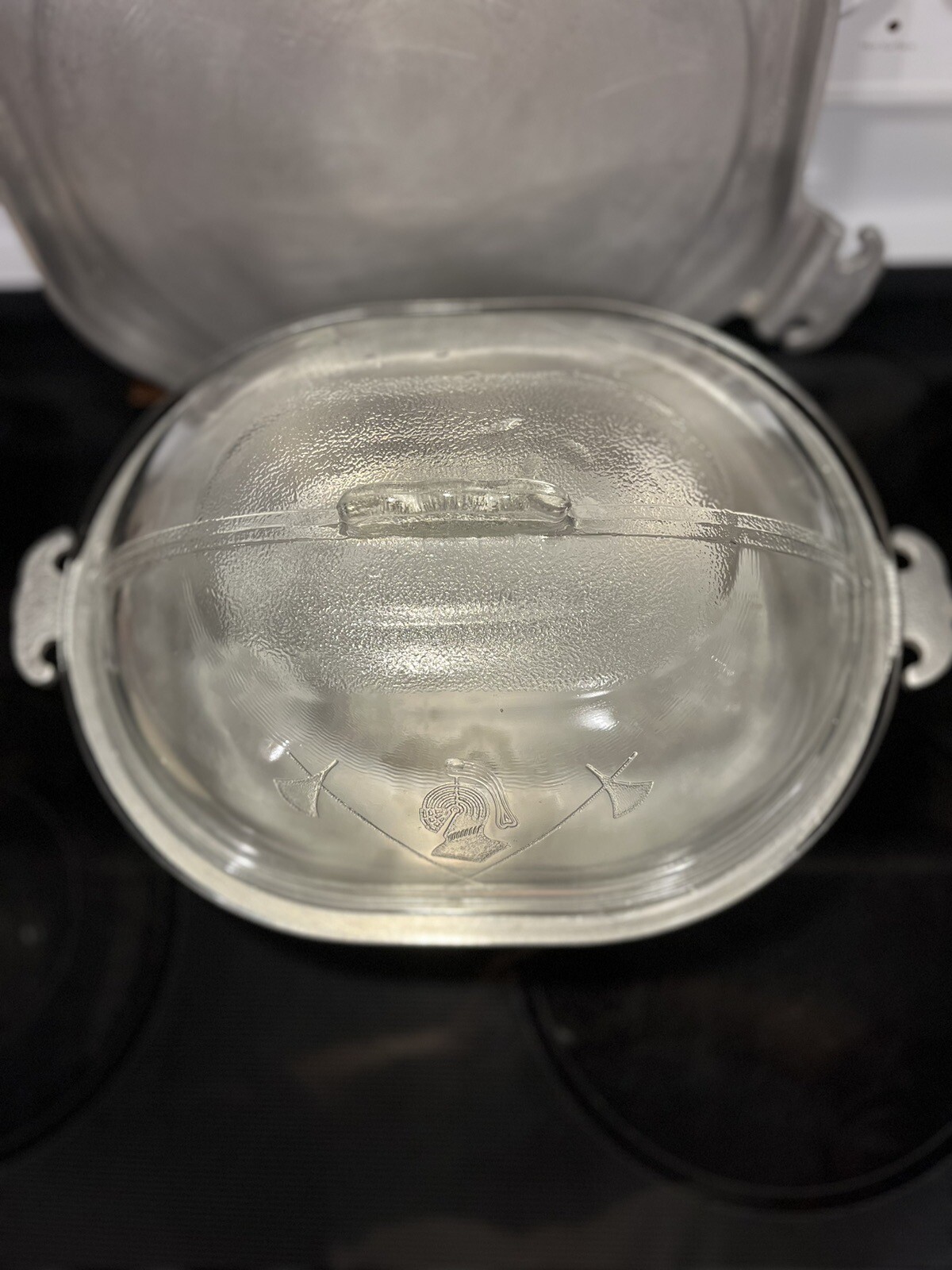 Vintage Guardian Service Aluminum Oval Roaster With Original Glass Lid