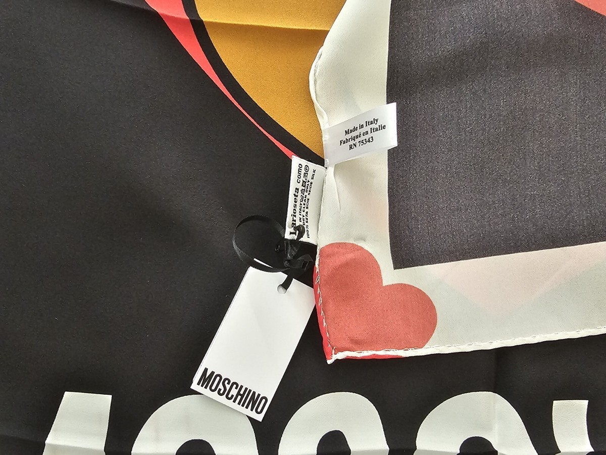 NWT Moschino Toy 100% Silk Black/ Multi color Scarf | eBay