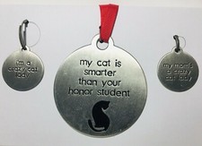 CAT Christmas Ornament Key Ring Charm Collar Charm Gift Set 3pc Boots & ...