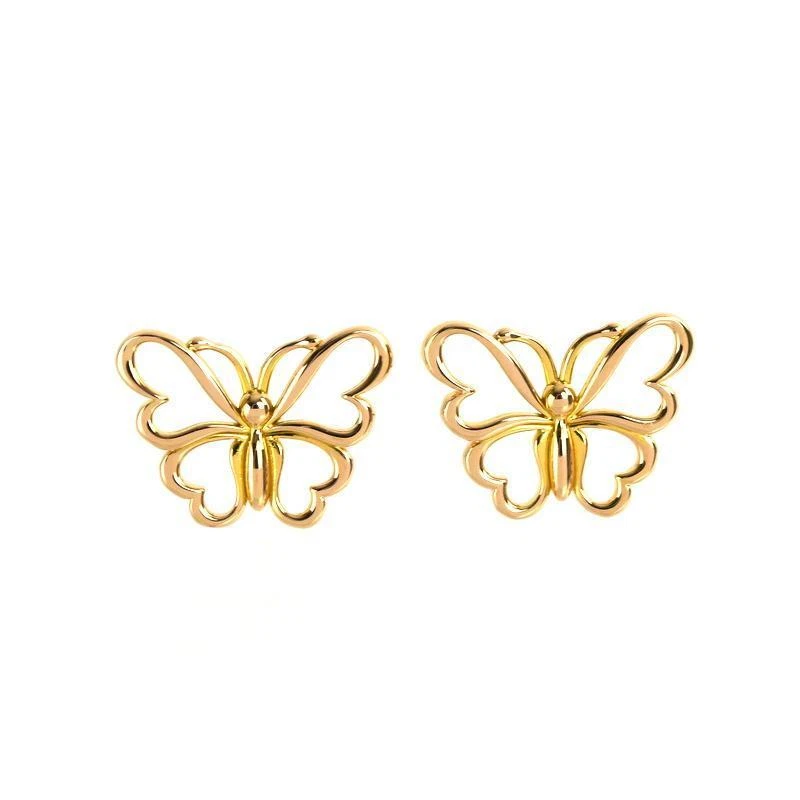 Tiffany Co. Butterfly Stud Earrings 18K Pink Gold Yellow