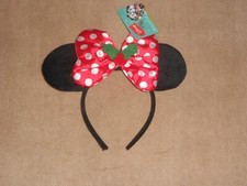 New Disney Minnie Polka Dot Bow Holiday Christmas Black Ear Headband