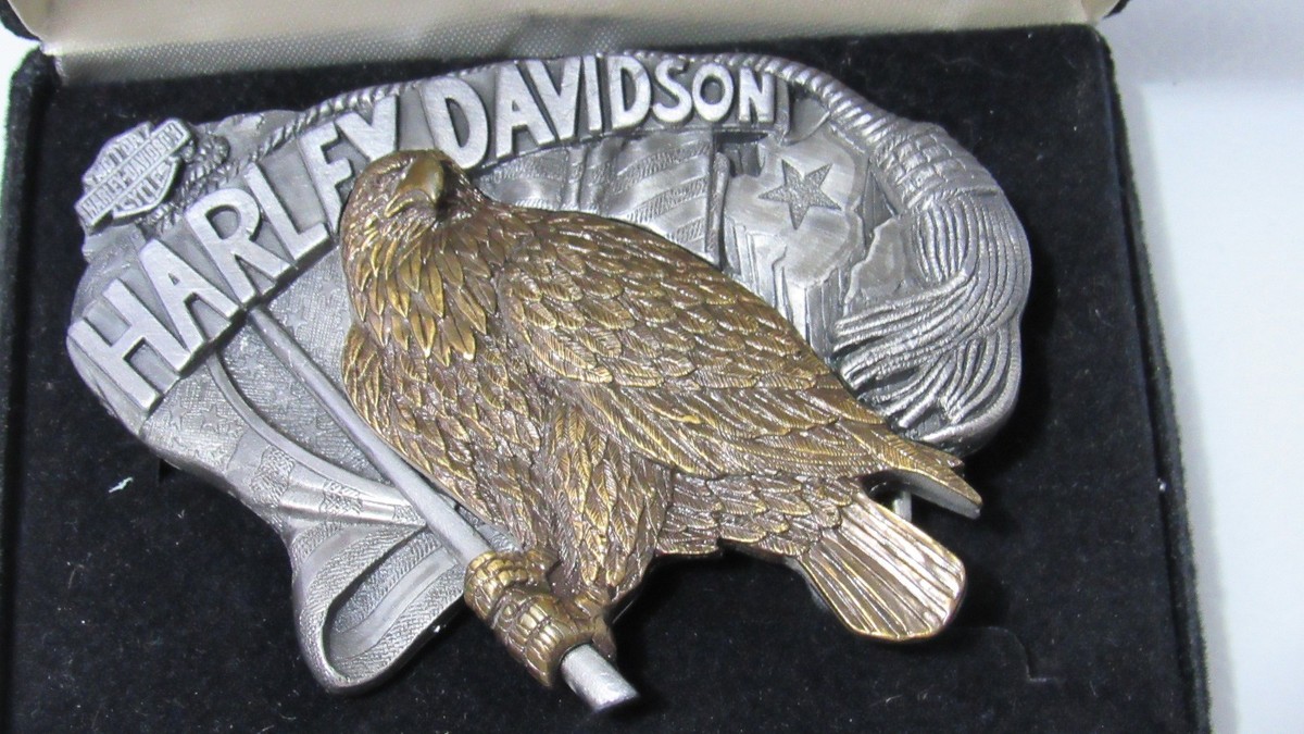 Harley Davidson Eagle Flag Motif Belt Buckle Harley-Davidson Made in USA Belt Buckle Red White and Blue  main image 3