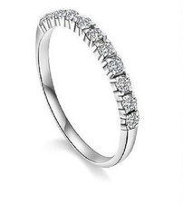 SILVER, PLATINUM PLATED CZ SLIM ETERNITY RING: J1/2, L, M, O, P 