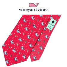 Vineyard Vines Red Tie - Lobster Sea Plant Bubbles Micro Pattern Silk Necktie