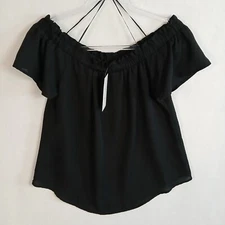Sienna Sky Women's Off the Shoulder Ruffle Blouse Size M Black NWT