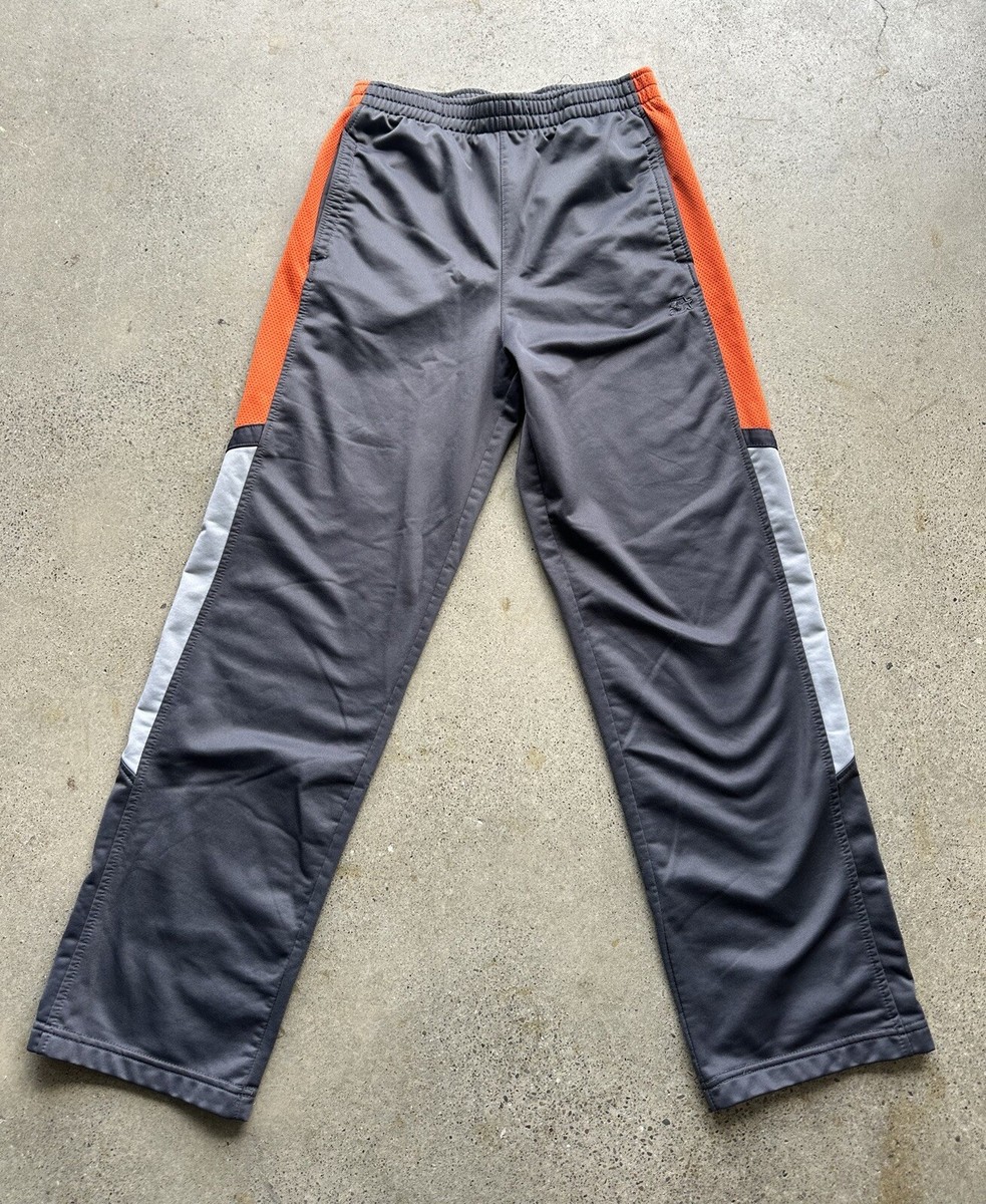 Starter Gray Orange Color Block Polyester Athletic Track Pants