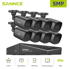 SANNCE HD 5MP CCTV System Security Camera 5in1 8CH DVR Outdoor EXIR Night Vision