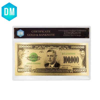 10 dollar american paper money 24k 999.9 gold foil gold banknote normal money