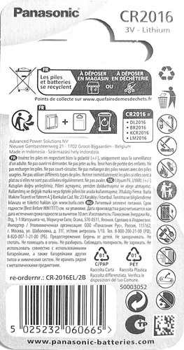 2 x Panasonic CR2016 3V Lithium Coin Cell Battery 2016 Car Remote toys UK - Picture 2 of 2