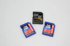 Lot of 3 16GB SDHC Cards (Delkin/Lexar) #G145