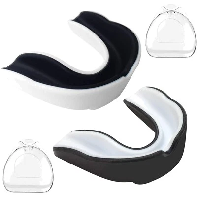 Zahnschutz Mundschutz Boxer Boxing MMA Hockey Taekwondo Schwarz Weiß 2 Stück