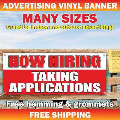#ad NOW HIRING TAKING APPLICATIONS Advertising Banner Vinyl Mesh Sign help wanted $29.95