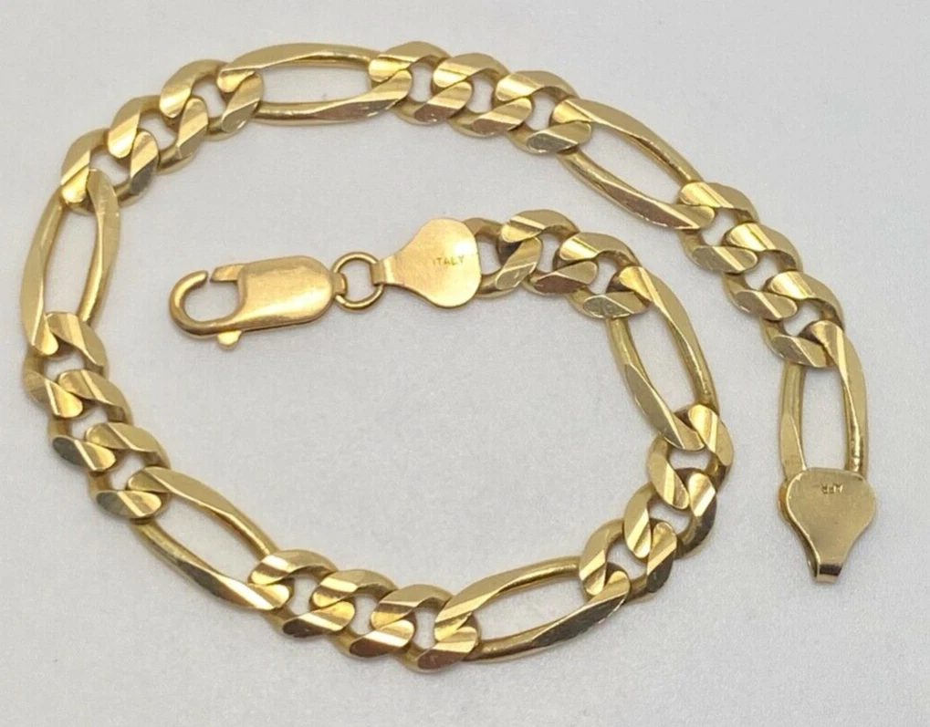 14k solid 2024 gold figaro bracelet
