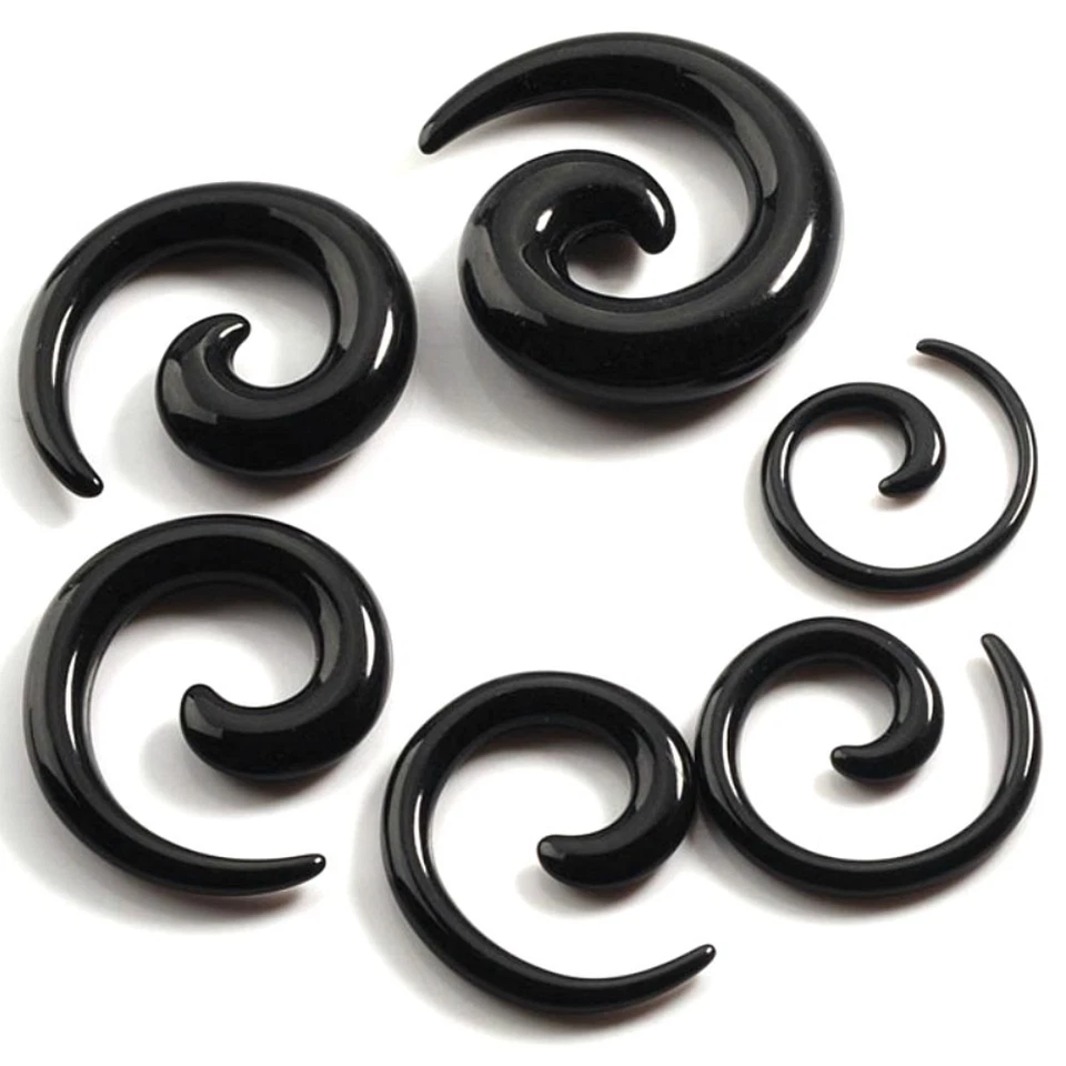 1,2MM-24MM SPIRALE TUNNEL DEHNER DEHNSTAB OHR PLUG PIERCING OHRSTECKER SCHWARZ - Bild 1 von 1