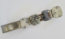 VTG 80's Streets Ahead Silver Metal Brutalist Belt Sz 28"