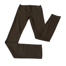 Helmut Lang Skinny Faux Leather Belt Loop Accent 5 Pockets Dark Green Pants 27