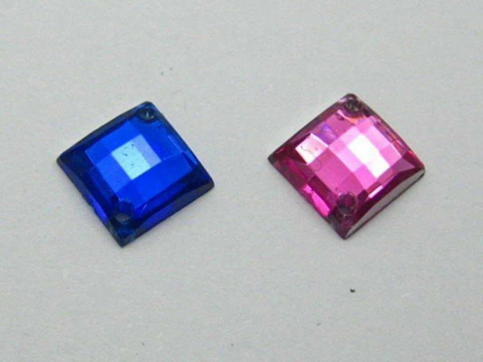 200 Flatback Acrylic Square Sewing Rhinestone Gem Button 8X8mm Sew on beads - Image 3 of 4