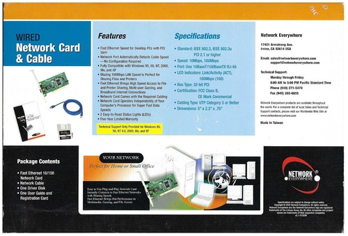 Network Everywhere; Wired Network Card & Cable (Model # NC100U-WM) - Complete - 第 2/2 張圖片