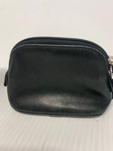 Vintage Coach kleine Kosmetiktasche Leder Reißverschluss schwarz KOSTENLOSER VERSAND - Bild 2 von 9