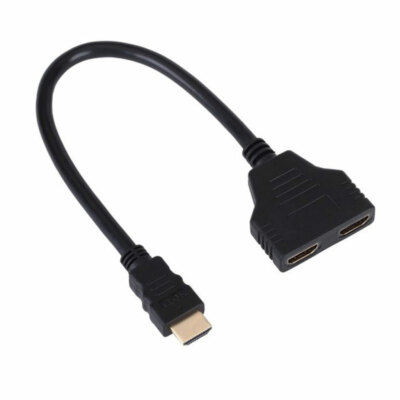 HDMI-Y Adapter 1 2 Verteiler 15cm HDMI Stecker   Buchse Splitter TV FullHD 4K PC