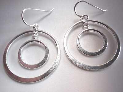 Doppelte konzentrische Kreise 925 Sterling Silber Ohrhänger