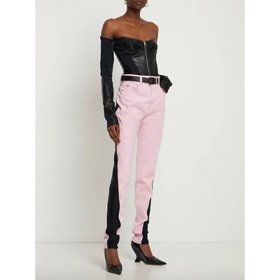 Mugler Jeans Skinny Bicolore MUGLER Two Tone Twist Panel High Rise