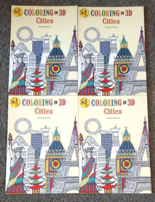Lot 4 Coloring In 3D CITIES ~ Hannah Davies ~ Paperback  ~ Includes 3D Glasses