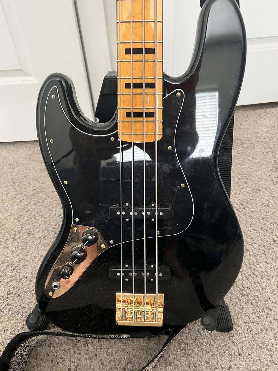 Squier 70s Jazz bass. Left Handed. Upgraded Gold Bass Bridge