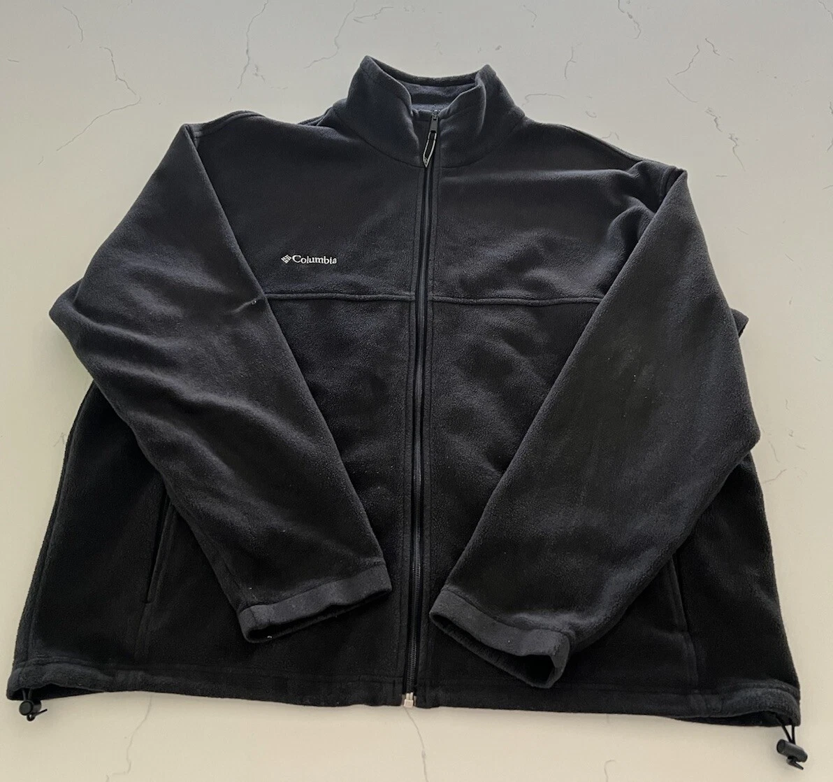 Columbia Jacket Mens XXL Black Full Zip Fleece Sweatshirt Steens Mountain