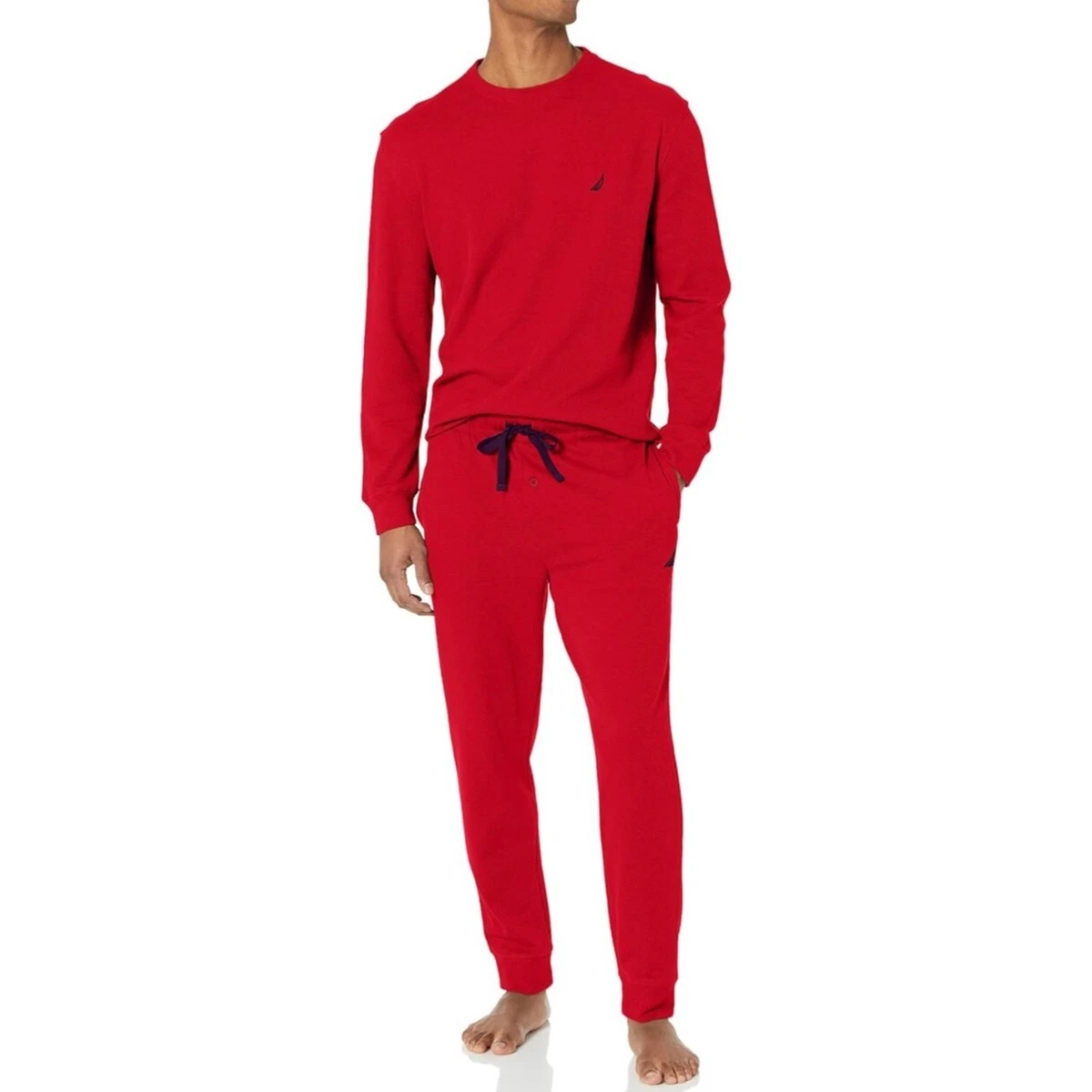 Nautica Men s Waffle Pajama Pant Set Red Size Large NWT eBay