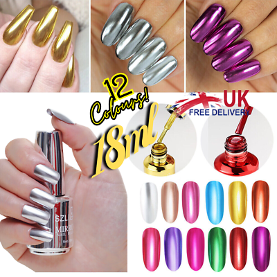 Chrom Nagellack Metallic-Effekt – 18 Ml, Gel-Nagellack, Benötigt LED-Lampe, In 12 Farben Erhältlich