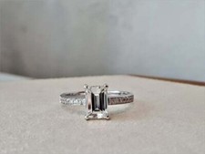2.60CT Emerald Cut Diamond Lab-Created Engagement Wedding Ring 14K White Gold FN