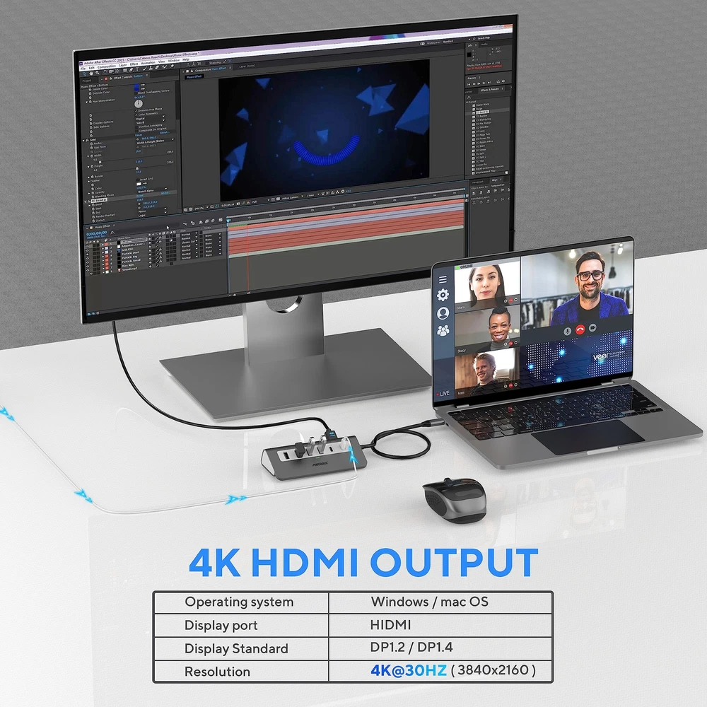 Usb C Hub 9in1 Usb C Hub Multiport Adapter Docking Station Usb Hub With 4k30hz H