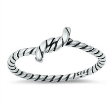Rope Knot Ring Genuine Sterling Silver 925 Oxidized Face Height 7 mm Size 7