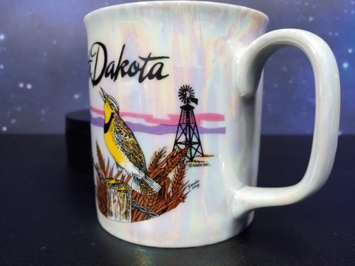 North Dakota Coffee Mug Western Meadowlark Wild Prairie Rose Windmill - Picture 5 of 7