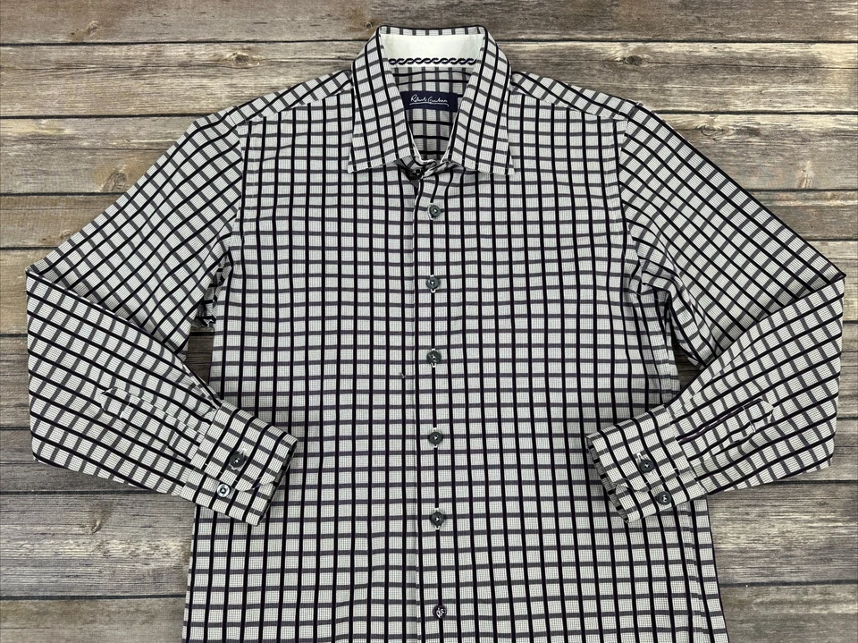 Camisa Robert Graham Abotonada Juvenil Talla S Púrpura A Cuadros Manga Larga Puño Abatible  Foto 2 de 4