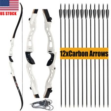 66" Archery Recurve Bow 23" Aluminum Riser for RH Hunting Shooting 20-40lbs