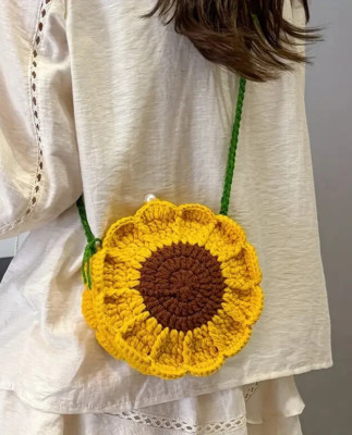 Knit Crochet Summer Sunflower Crossbody Granny Bag SALE HELPS DOGS & CATS!