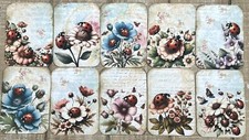 Ladybugs vintage style junk journal ladybug floral garden card toppers set of 10