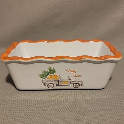 NANTUCKET Mini Loaf Bread Ceramic Baking Dish Happy Easter