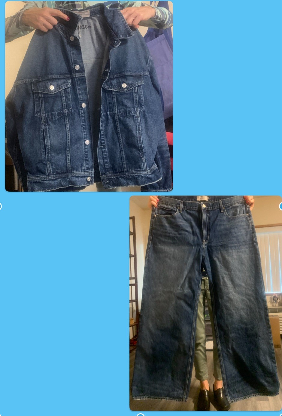 's Luca Loose Fit Wide Leg Denim Pant And Denim Trucker Jack