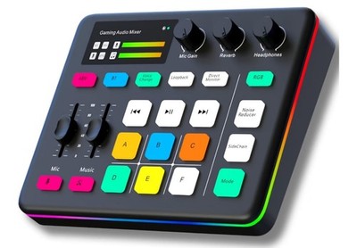 NEW Hosongin G1 Gaming Audio Mixer RGB Audio Interface 48V Phantom Power