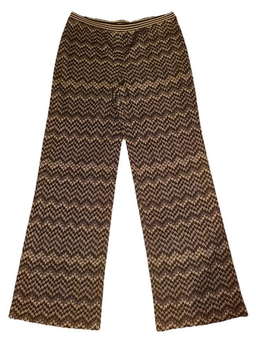 MISSONI BLACK BEIGE ZIG ZAG KNIT LOOSE LEG SILK LINED ELASTICATED SIZE L NEW - Picture 4 of 11