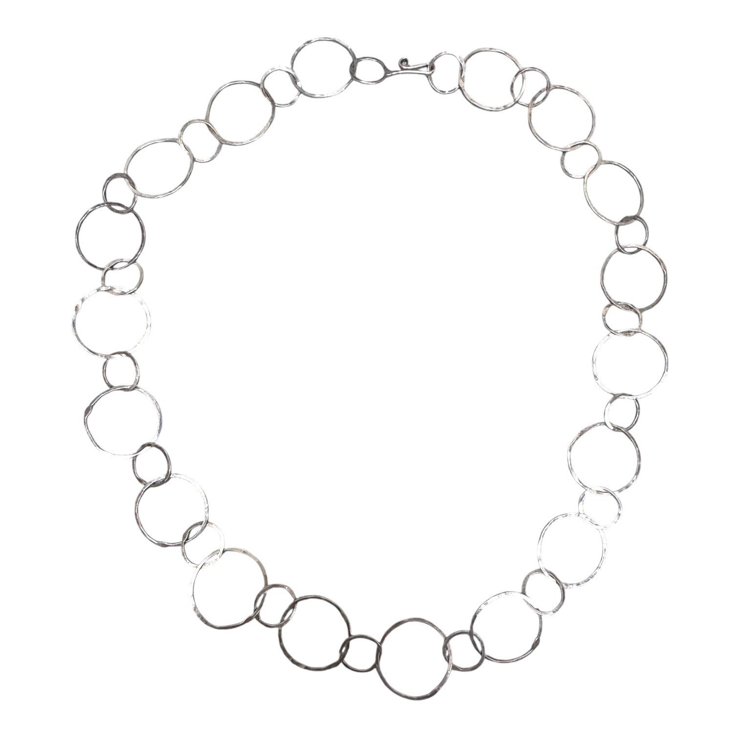 Handcrafted Silver Circle Link Artisan Necklace H… - image 3