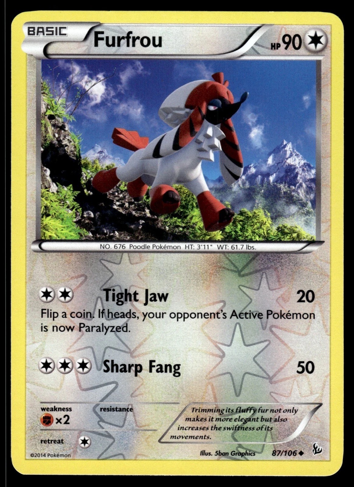 Furfrou 87/106 Reverse Holo XY Flashfire Pokemon Card