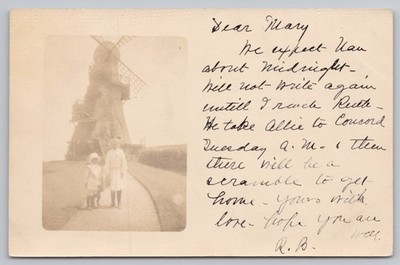 Vintage Newport, RI Windmill Kids Postcard UDB Posted 1905 Astoria Long Isl.RPPC
